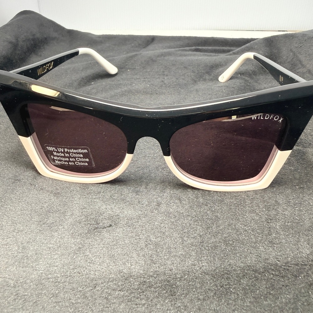 Wild Fox "Ivy" Designer Black and White Rim Sunglasses NEW with Case & Box